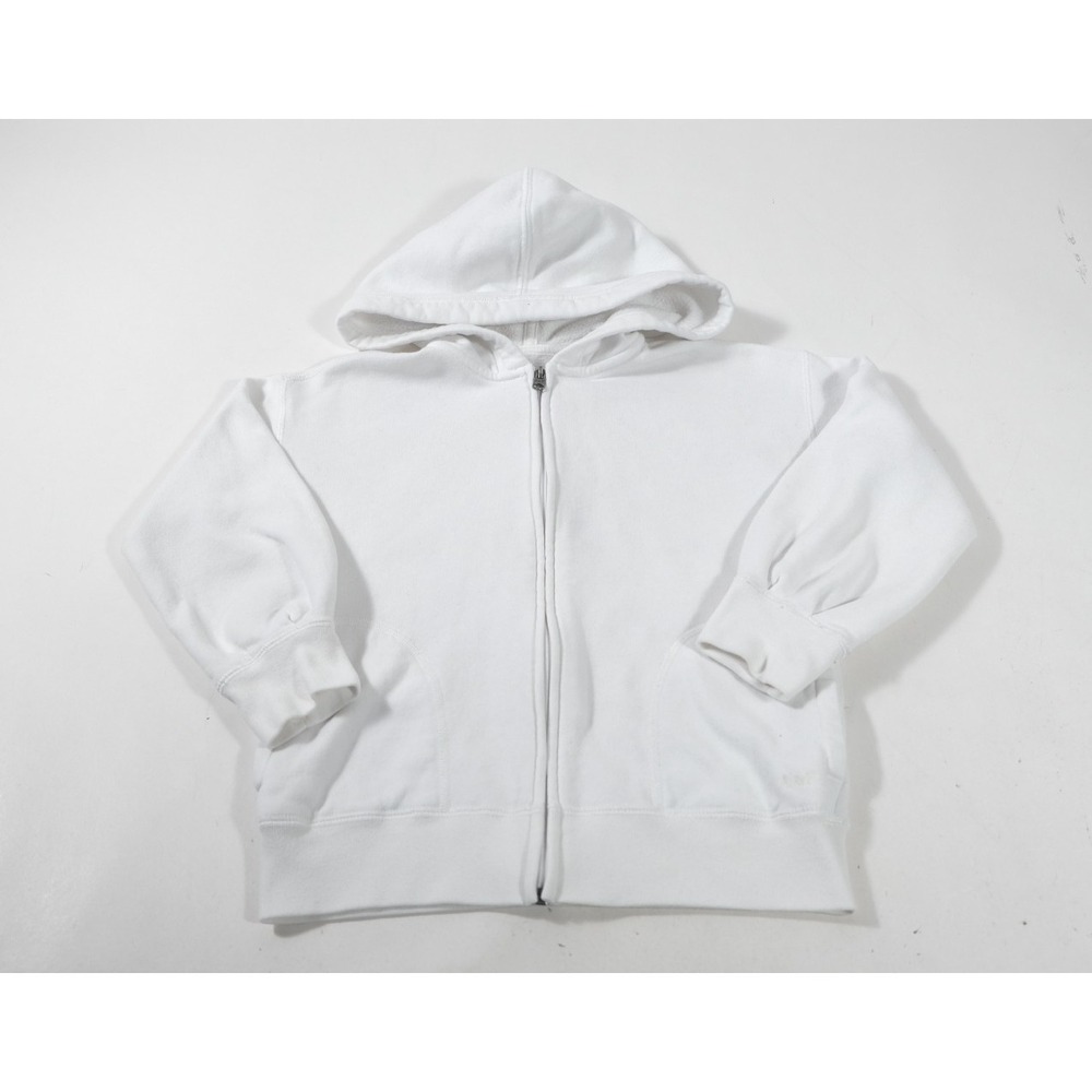 Abercrombie & Fitch Hoodie Kids 7/8 White Full Zip Sweatshirt Thumbhole Logo